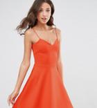 Asos Tall Scuba Strappy Mini Skater Dress - Orange