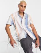 Tommy Jeans Varied Stripe Short Sleeve Shirt Classic Fit In Multi-white