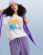 Asos Design Sweater With Mountain Scene In Cream-white