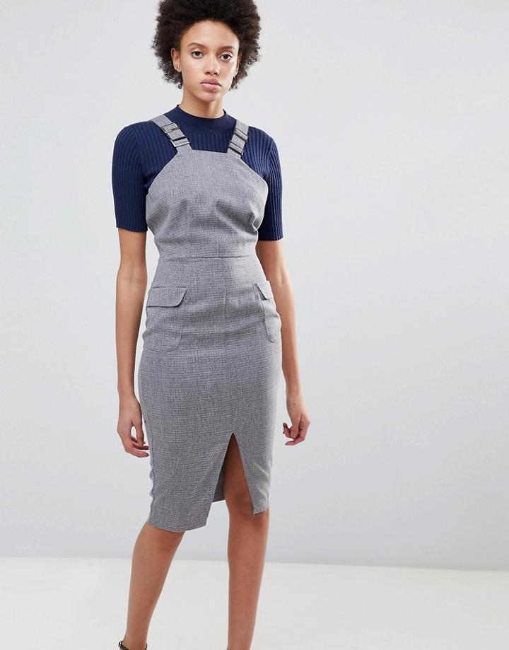 Unique21 Pencil Dress With Side Split - Gray
