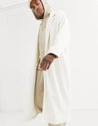 Asos Design Extreme Oversized Longline Jersey Duster Jacket In Off White