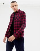 D-struct Twin Pocket Buffalo Gingham Flannel Shirt - Red