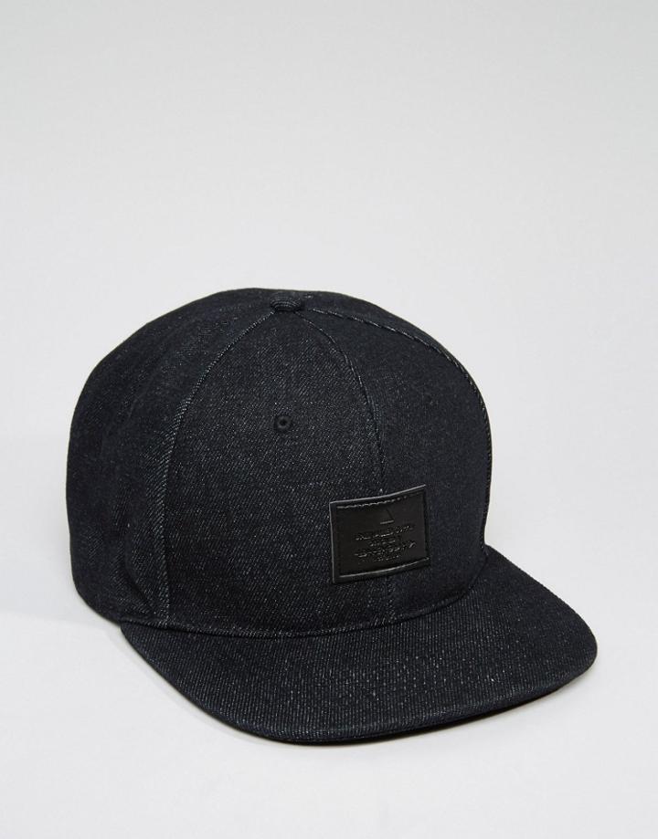 Asos Snapback Cap In Denim - Black