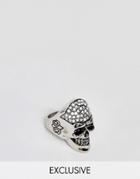 Reclaimed Vintage Inspired Chunky Stainless Steel Skull Ring With Crystals Exclusive At Asos - Silver