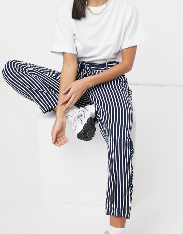 Monki Tie Waist Pants In Stripe-multi