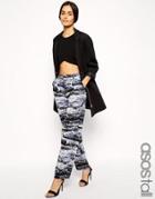 Asos Tall Scuba Peg Pants In Sketchy Abstract Print - Multi