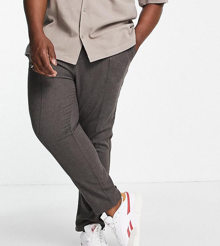 Asos Design Plus Slim Pants In Gray With Elasticized Waist-grey