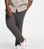 Asos Design Plus Slim Pants In Gray With Elasticized Waist-grey