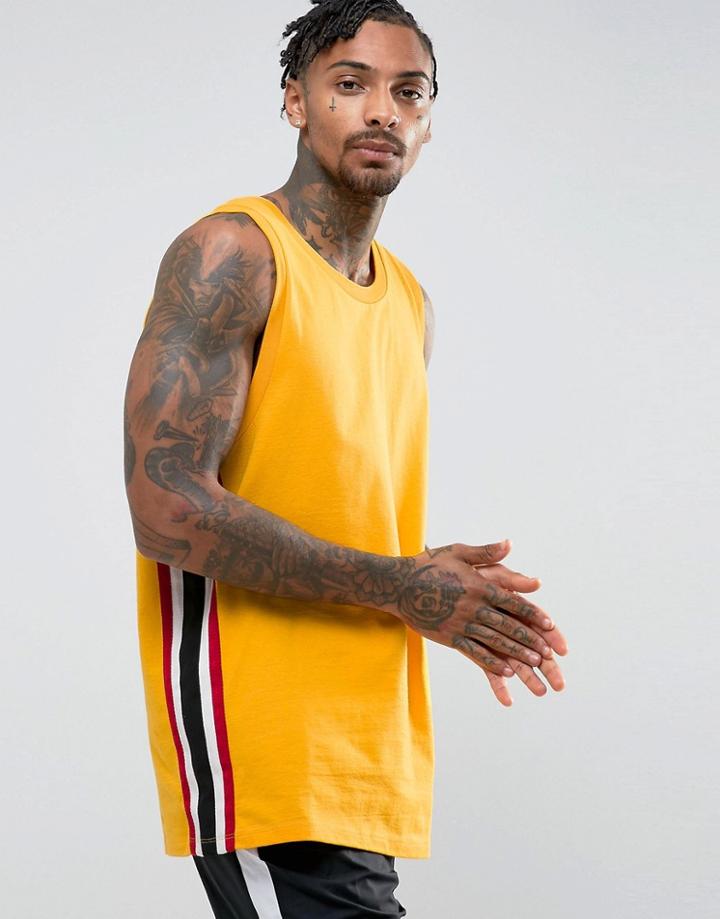Asos Oversized Tank In Yellow With Contrast Panels - Yellow