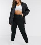 Asos Design Curve Basic Sweatpants With Tie Waist In Organic Cotton-black