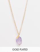 Mirabelle Amethyst Pebble Necklace On A 60cm Gold Plated Belcher Chain - Amethyst
