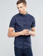 Another Influence Patterned Short Sleeve Shirt - Navy