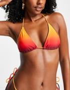 Candypants Tie Front Triangle In Orange Ombre-multi