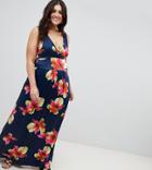 Praslin Wrap Front Maxi Dress In Tropical Print - Multi