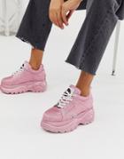 Buffalo London London Classic Kicks Pink Glitter Lowtop Chunky Flatform Sneaker - Pink