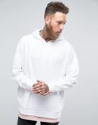 Asos Extreme Oversized Hoodie With T-shirt Hem In White - White