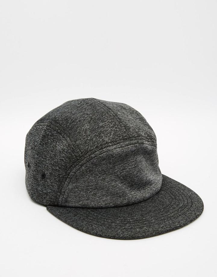 Asos 5 Panel Cap In Gray Textured Fabric - Gray