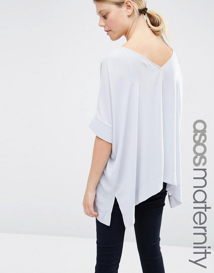 Asos Maternity Oversized Kimono T-shirt With V Back - Gray