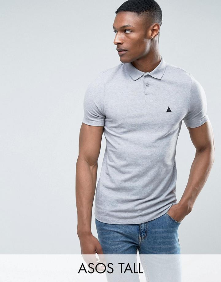 Asos Tall Muscle Polo In Gray Marl - Gray