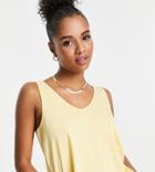 Asos Design Petite Ultimate Organic Cotton Blend Scoop Neck Tank Top In Yellow