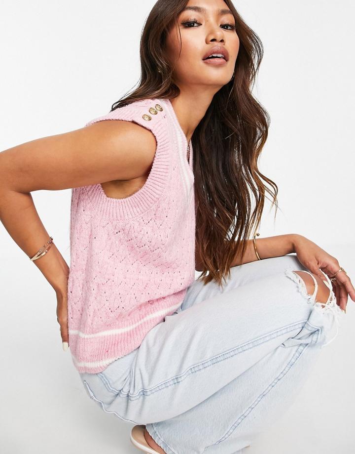 River Island Cable Knit Sweater Vest In Pink