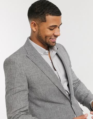 Shelby & Sons Slim Suit Jacket In Mini Check In Mono-black