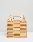 Asos Design Bamboo Square Boxy Clutch - Stone