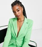 Asos Design Tall Jersey Split Sleeve Tux Suit Blazer In Summer Green