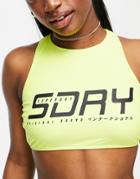 Superdry Hyper Racer Logo Bikini Top In Yellow