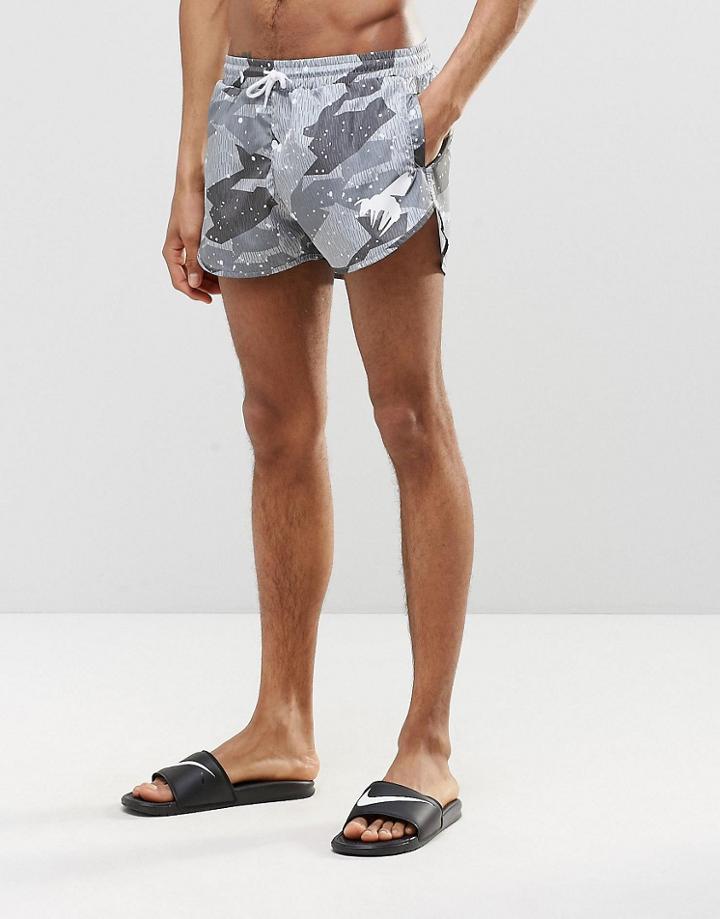 Abuze London Short Swim Shorts In Camo - Gray