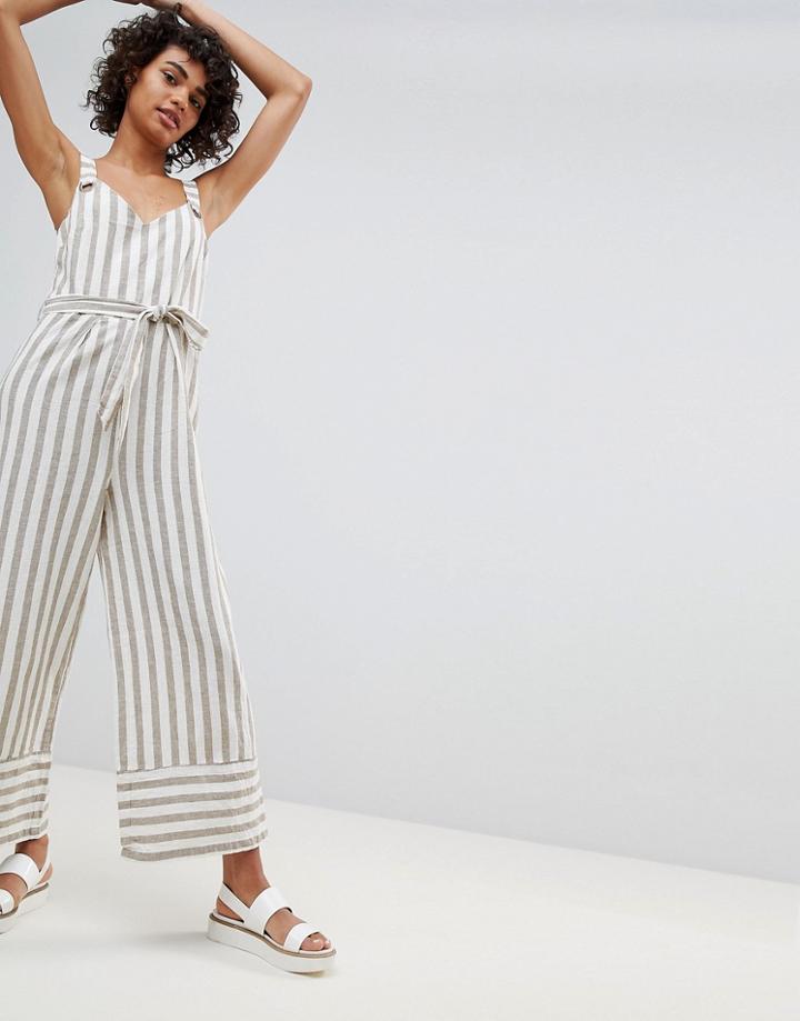 Stradivarius Striped Linen Jumpsuit - Multi