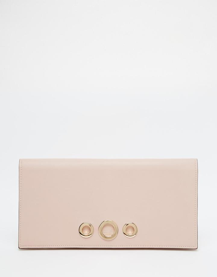 Asos Eyelet Clutch Bag - Nude