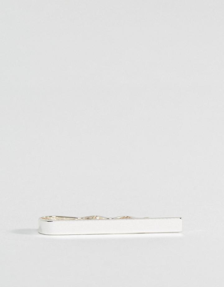 Asos Skinny Tie Bar In Silver - Silver