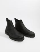 Zign Chunky Chelsea Boots In Black Leather - Black
