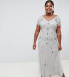 Lovedrobe Lux All Over Embellished Maxi Dress-grey
