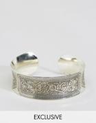 Reclaimed Vintage Engraved Bangle In Silver - Silver