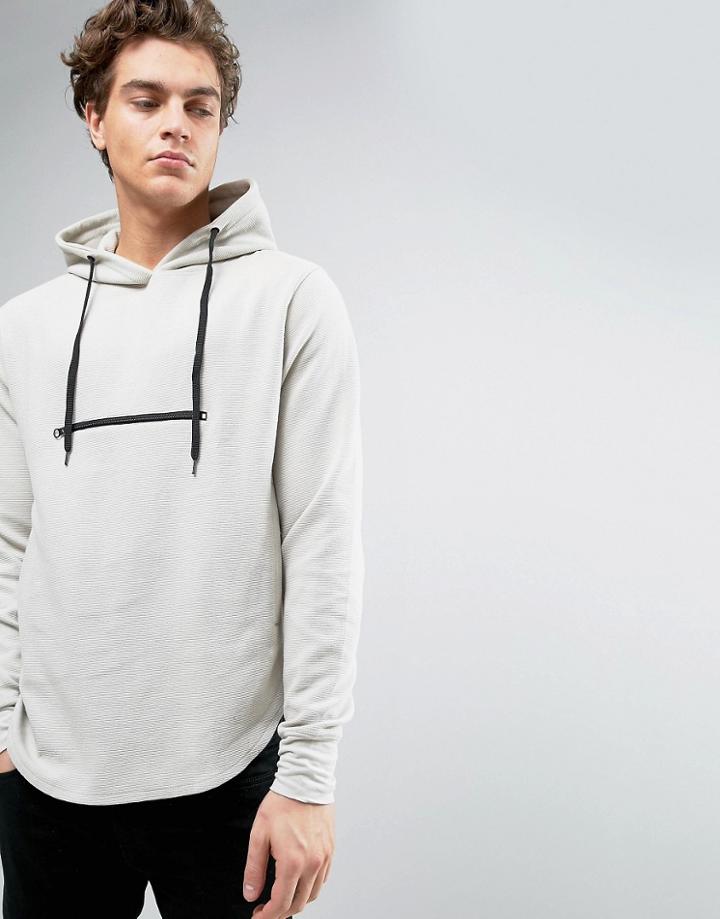 D-struct Ribbed Overhead Hoodie - Beige