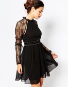 Warehouse Rivet Detail Dress - Black