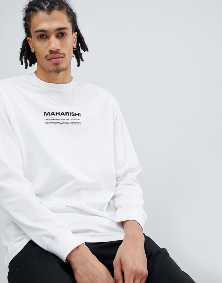 Maharishi Long Sleeve T-shirt With Logo In White - White