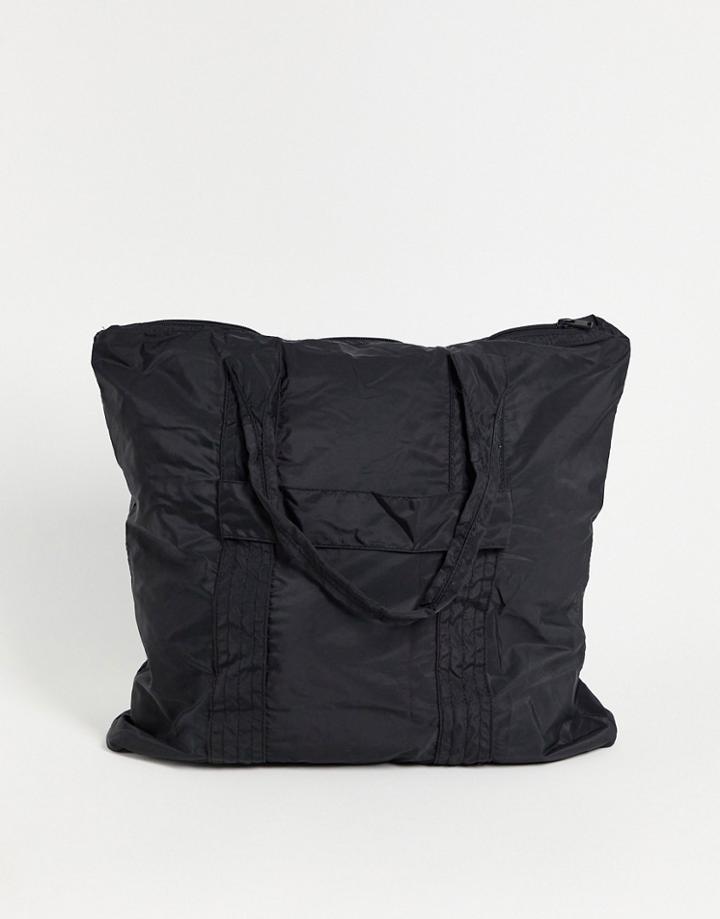 Selected Homme Packable Tote In Black Made From Recycled Polyester