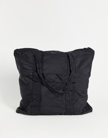 Selected Homme Packable Tote In Black Made From Recycled Polyester