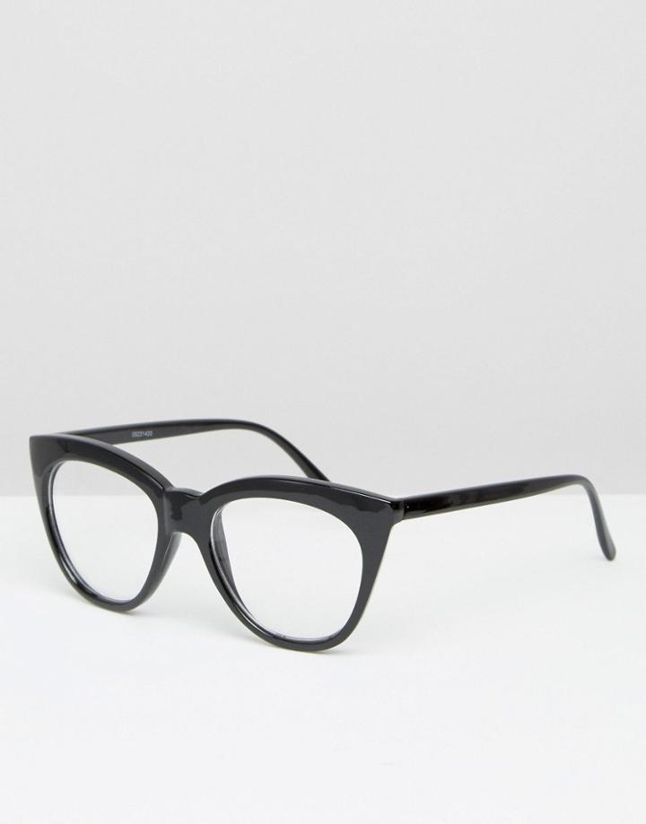 Asos Cat Eye Glasses In Clear Lens - Black