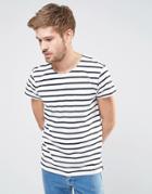 Selected Homme Stripe T-shirt With Pocket - White