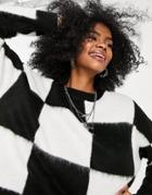 Bershka Checkerboard Sweater In Monochrome-multi