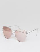 Pieces Tinted Brow Bar Cat Eye Sunglasses - Silver