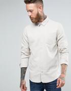 Hoxton Shirt Company Slim Shirt In Brushed Twill - Cream