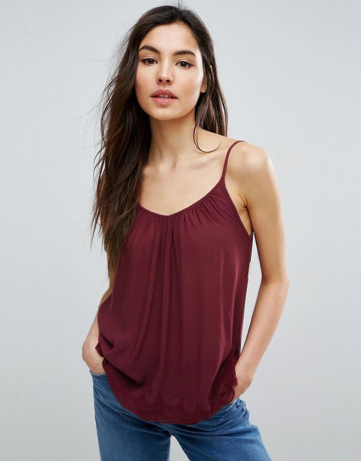 Vila Cami Top With Lace Hem - Yellow