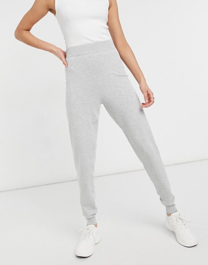 Asos Design Coordinating Knit Sweatpants In Gray Heather-grey