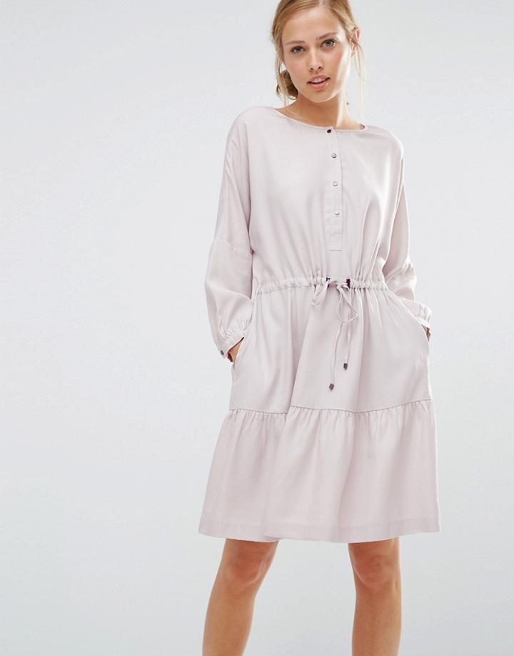 Warehouse Oversized Tiered Smock Dress - Gray