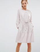 Warehouse Oversized Tiered Smock Dress - Gray